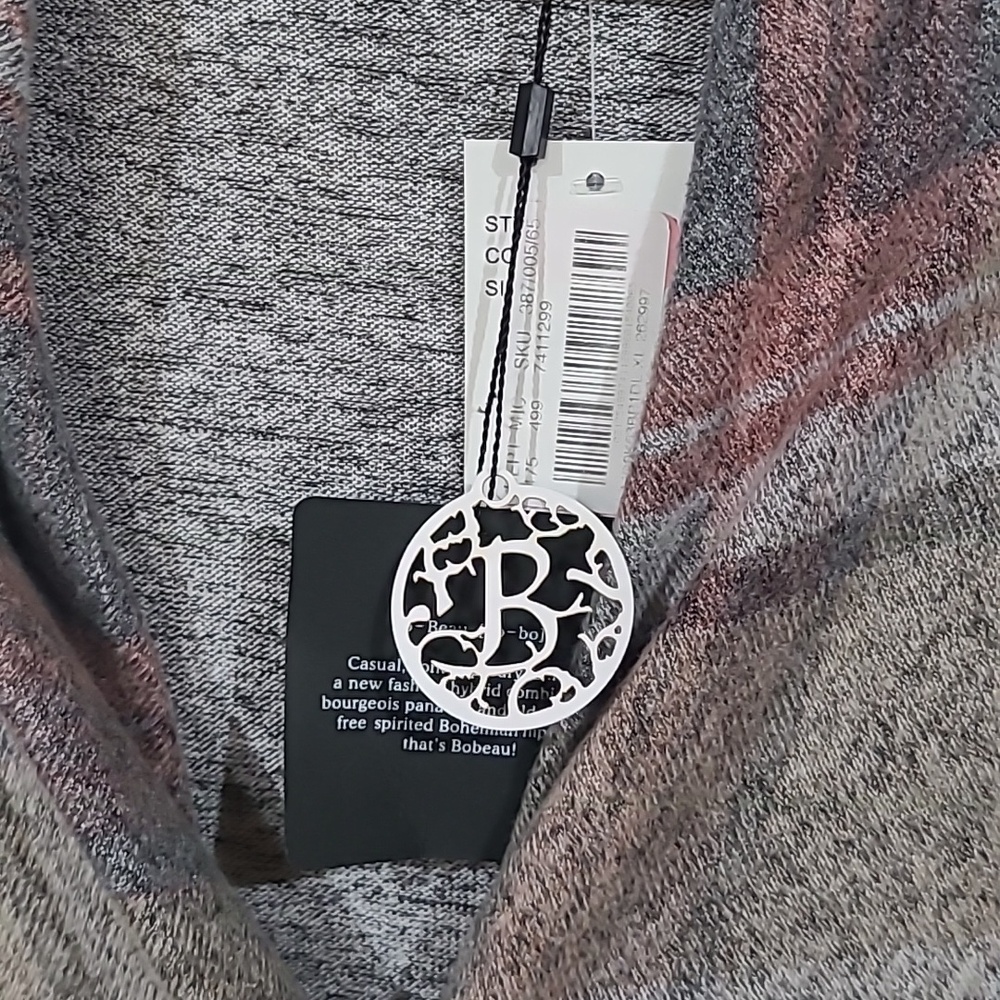 Bobeau Womens Gray Pink Plaid Pointed Hem Cardigan Jacket Size XL New With Tags - Picture 3 of 6
